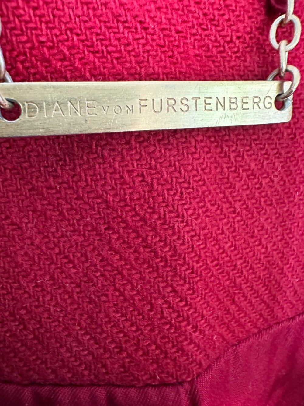 Diane Von Furstenberg Mikhaila Coat DVF 6 Wool Blend Red Jacket - Picture 2 of 13